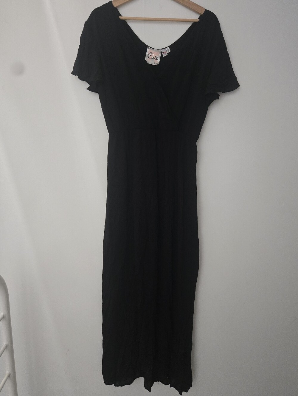 Cute by Daisy Black Crepe Maxi Dress, Size Large
